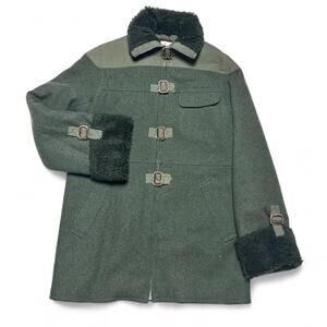 Le Gardien Italy Made 70s Vintage Military Style Wool Duffle Coat Small